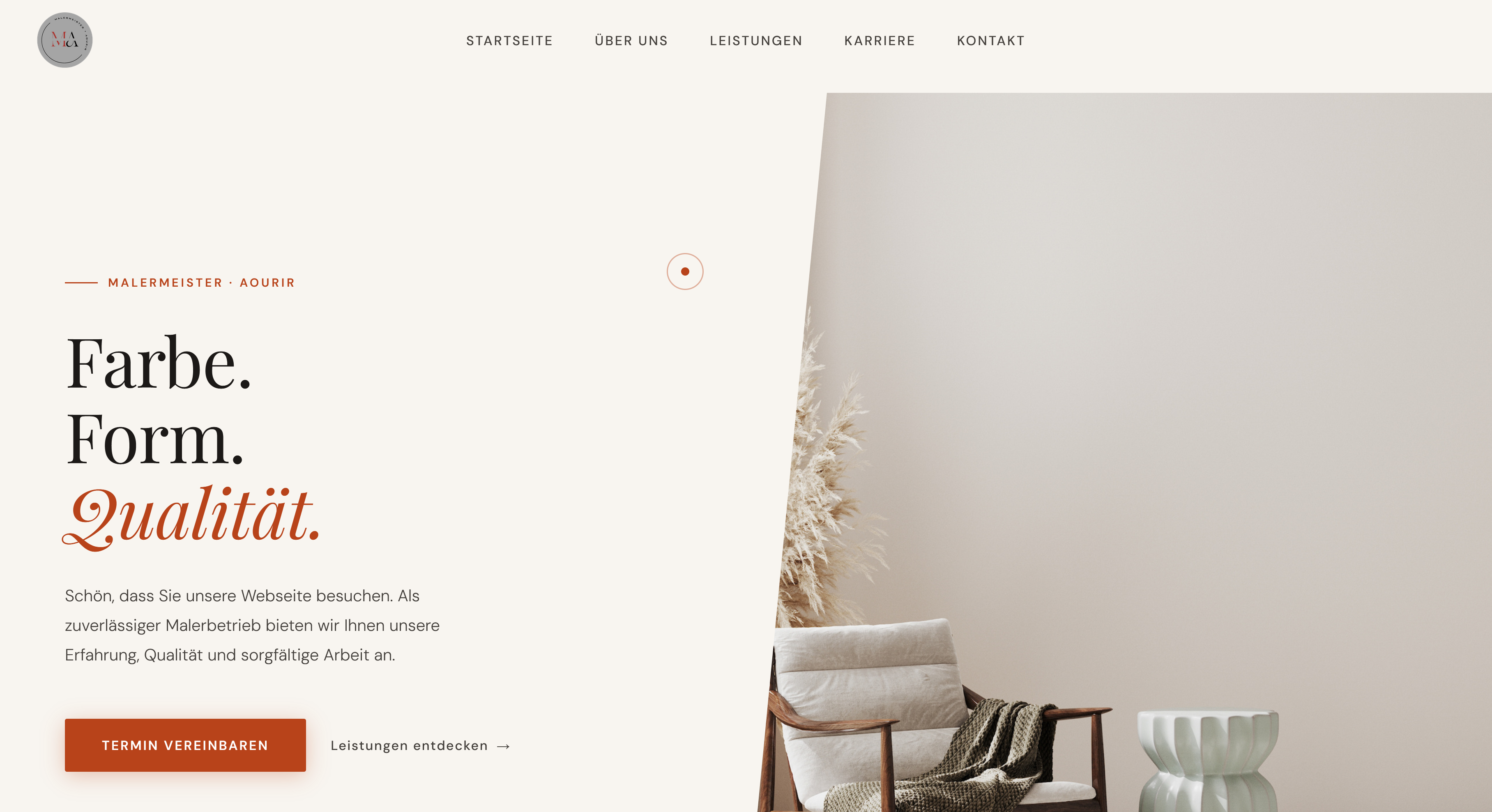 Malermeister Aourir – Moderne Handwerker-Website, erstellt von Aleveit